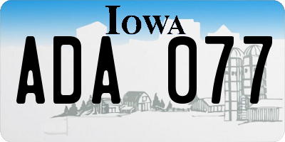 IA license plate ADA077