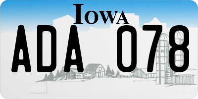 IA license plate ADA078