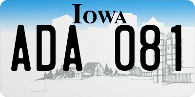 IA license plate ADA081