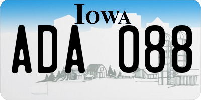 IA license plate ADA088