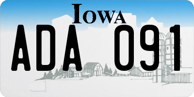 IA license plate ADA091