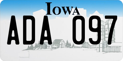 IA license plate ADA097