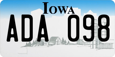 IA license plate ADA098