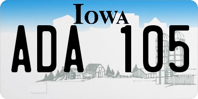 IA license plate ADA105