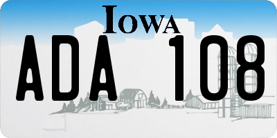 IA license plate ADA108
