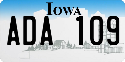 IA license plate ADA109