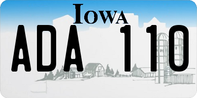 IA license plate ADA110