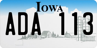IA license plate ADA113
