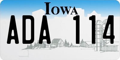 IA license plate ADA114