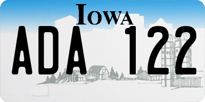 IA license plate ADA122