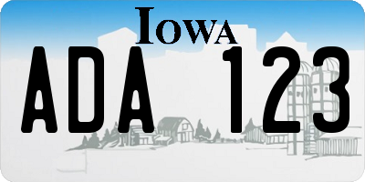 IA license plate ADA123