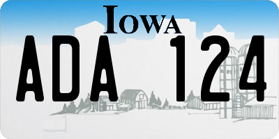 IA license plate ADA124
