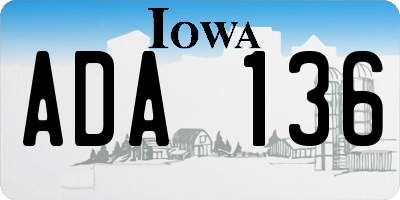 IA license plate ADA136