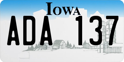 IA license plate ADA137