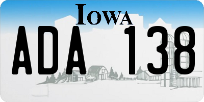 IA license plate ADA138