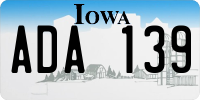 IA license plate ADA139