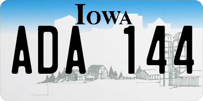 IA license plate ADA144