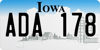 IA license plate ADA178
