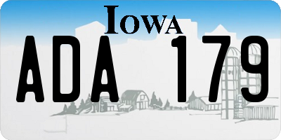 IA license plate ADA179