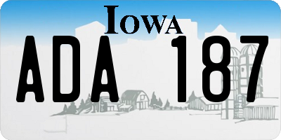 IA license plate ADA187