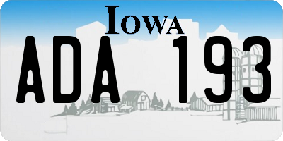 IA license plate ADA193