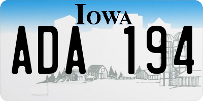 IA license plate ADA194
