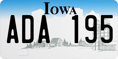 IA license plate ADA195