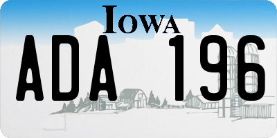 IA license plate ADA196