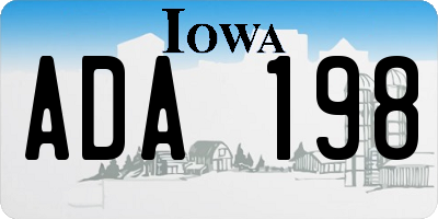 IA license plate ADA198