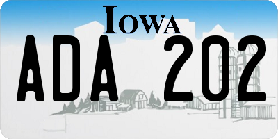 IA license plate ADA202