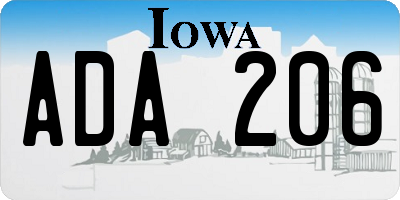 IA license plate ADA206