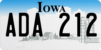 IA license plate ADA212