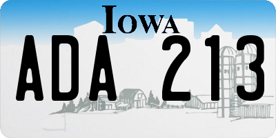 IA license plate ADA213
