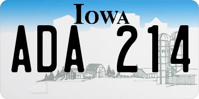 IA license plate ADA214