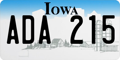IA license plate ADA215