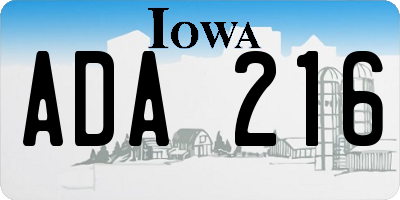 IA license plate ADA216