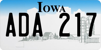 IA license plate ADA217