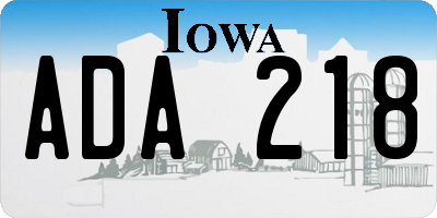 IA license plate ADA218