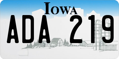 IA license plate ADA219