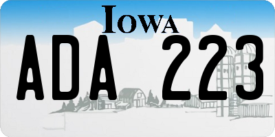 IA license plate ADA223