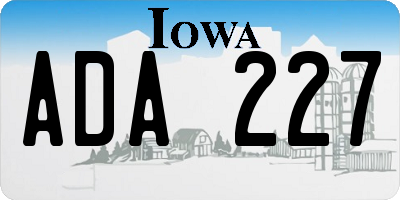 IA license plate ADA227