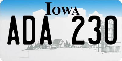IA license plate ADA230
