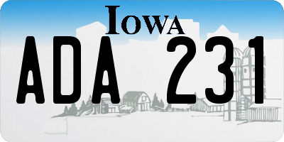IA license plate ADA231