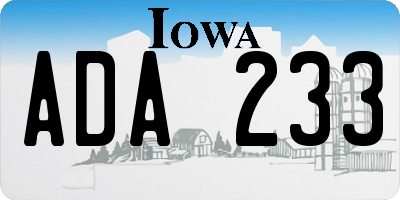 IA license plate ADA233