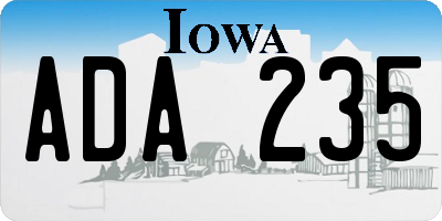 IA license plate ADA235