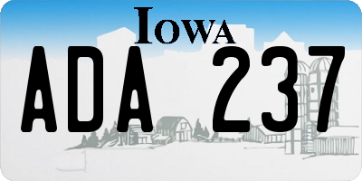 IA license plate ADA237