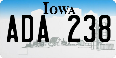 IA license plate ADA238