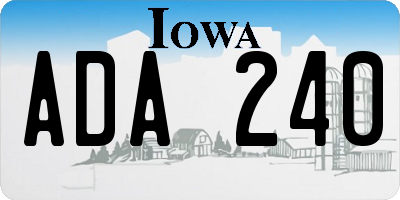 IA license plate ADA240