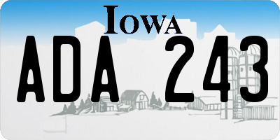 IA license plate ADA243