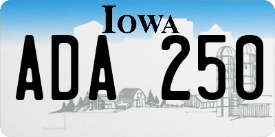 IA license plate ADA250